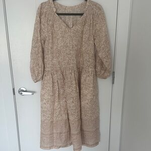 100% Linen Drop Waist Midi Dress by Magaschoni